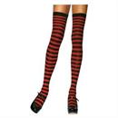 Stockings Thigh High Striped Black & Red