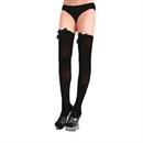 STOCKINGS THI HI W/BOW BK/BK