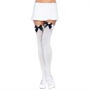 White Thigh High Stockings with Black Bows