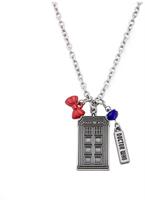 Doctor Who Stainless Steel Multi-Charm TARDIS Necklace