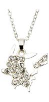Pokemon Pikachu w/ Gems Silver Pendant Necklace
