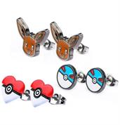 Pokemon Eevee and Pokeballs Stud Earrings, Set of 3