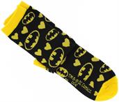 Batman Black and Yellow Hearts Junior Crew Socks