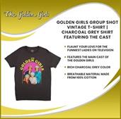 Golden Girls Group Shot Vintage T-Shirt | Charcoal Grey Shirt Featuring The Cast