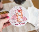 Single Retro Cork Drink Coaster - Pink Pussycat