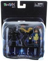 Aliens Deluxe Queen Alien with Warrior Alien & Battle-Damaged Bishop Minimates