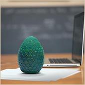 Dragon Egg Paperweight Replica | Solid Resin 4.5-Inch | Fleece Pouch | Blue