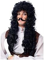 Captain Hook Men's Costume Wig with Moustache - Black