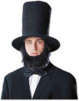 Abraham Lincoln Men's Costume Hat with Beard - Black