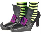Witch Shoe Covers Accessory With Purple Buckles