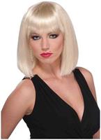 Short Blunt Cut Blonde Adult Female Costume Wig With Bangs