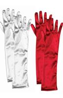 Long Red Adult Female Costume Satin Dress Gloves