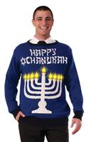 Hanukkah Adult Ugly Costume Sweater Light Up Menora