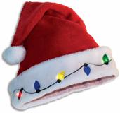 Light Up Santa Hat Adult Costume Accessory