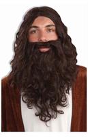 Biblical Wig and Beard Costume Accessory Set: Brown