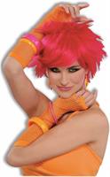 Fishnet Fingerless Long Costume Glove Orange