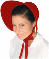 Colonial Felt Bonnet Costume Hat Adult: Red