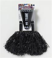 Cheerleader Pom Pom and Megaphone Costume Accessory Set: Black