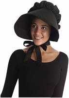 Colonial Style Large Bonnet Costume Hat Adult: Black