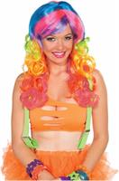 Club Candy Rainbow Swirl Curly Costume Wig Adult