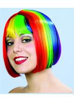 Rainbow Pride Multi Color Costume Bob Wig