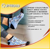 Cuphead Collectibles Adult Ankle Socks | Cuphead & Mugman Wallop Socks | 5 Pack