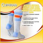OFFICIAL Cuphead Striped Grey Crew Socks | Soft Socks Perfect for Cuphead Fans