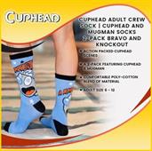 Cuphead Adult Crew Sock | Cuphead and Mugman Socks | 2-Pack Bravo and Knockout