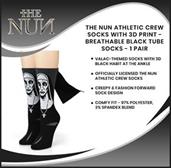 The Nun Athletic Crew Socks with 3D Print - Breathable Black Tube Socks - 1 Pair