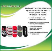 Friends TV Series Themed Quotes Novelty Ankle Socks for Men & Women - 5 Pairs