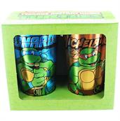 Teenage Mutant Ninja Turtles Leo and Mike Foil Print Pint Glass 2-Pack