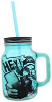 Duck Commander Si Hey 16oz Blue Mason Jar Mug w/ Straw