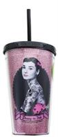 Audrey Hepburn Pretty In Ink 16oz Glitter Carnival Cup