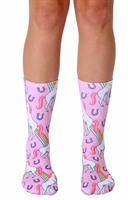 Living Royal Photo Print Crew Socks: Unicorn and Rainbow