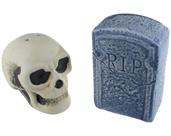 Graveyard Skull and Tombstone Salt and Pepper Shakers