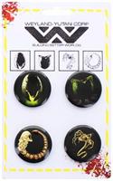 Aliens Buttons Pin Set of 4