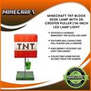 Minecraft TNT Block Desk Lamp with 3D Creeper Puller | 14-Inch LED Lamp Light
