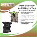 Star Wars Exclusive Enamel Pin Mandalorian The Child Baby Yoda With Soup Bowl