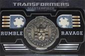 Transformers MP-15 Rumble and Ravage Bonus Collector Coin