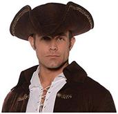 Tricorn Pirate Adult Costume Hat Brown