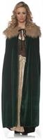Women's Panne Renaissance Costume Cape w/ Faux Fur Trim - Green