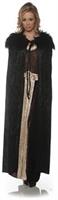 Women's Panne Renaissance Costume Cape w/ Faux Fur Trim - Black