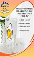 OFFICIAL Gudetama Lazy Egg Glass | Feat. Gudetama Laying Face Up | 16 Oz. Cup