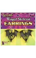 Gothic Winged Skeleton Costume Earrings