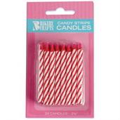 Red Stripe Birthday Candles (24)